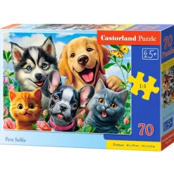 Puzzle 70 pièces : Selfie d'animaux de compagnie - Castorland