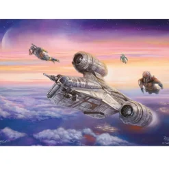 Puzzle 1000 pièces : Star Wars The Mandalorian : Thomas Kinkade : L'escorte - Schmidt