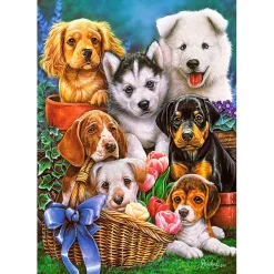 Puzzle 1000 pièces : Tableau de chiots - Castorland
