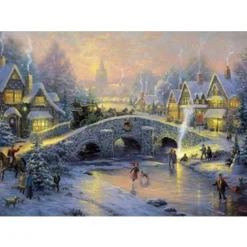 Puzzle 1000 pièces - Thomas Kinkade : Village enneigé - Schmidt