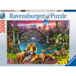 Puzzle 3000 pièces : Tigres au lagon - Ravensburger