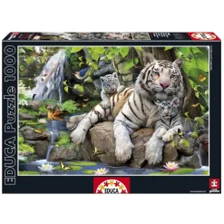 Puzzle 1000 pièces - Tigres blancs du Bengale - Educa