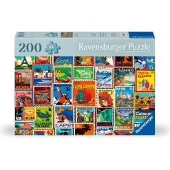 Puzzle 200 pièces : Timbres du monde entier - Ravensburger