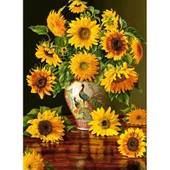 Puzzle 1000 pièces : Tournesols dans un vase paon - Castorland