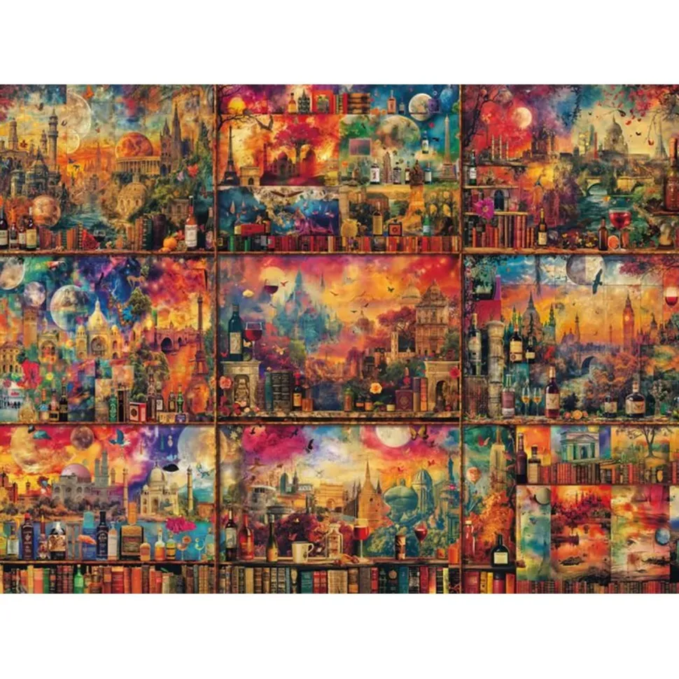 Puzzle 2000 pièces : Une pause de bon goût : livres, vins et voyages - Schmidt