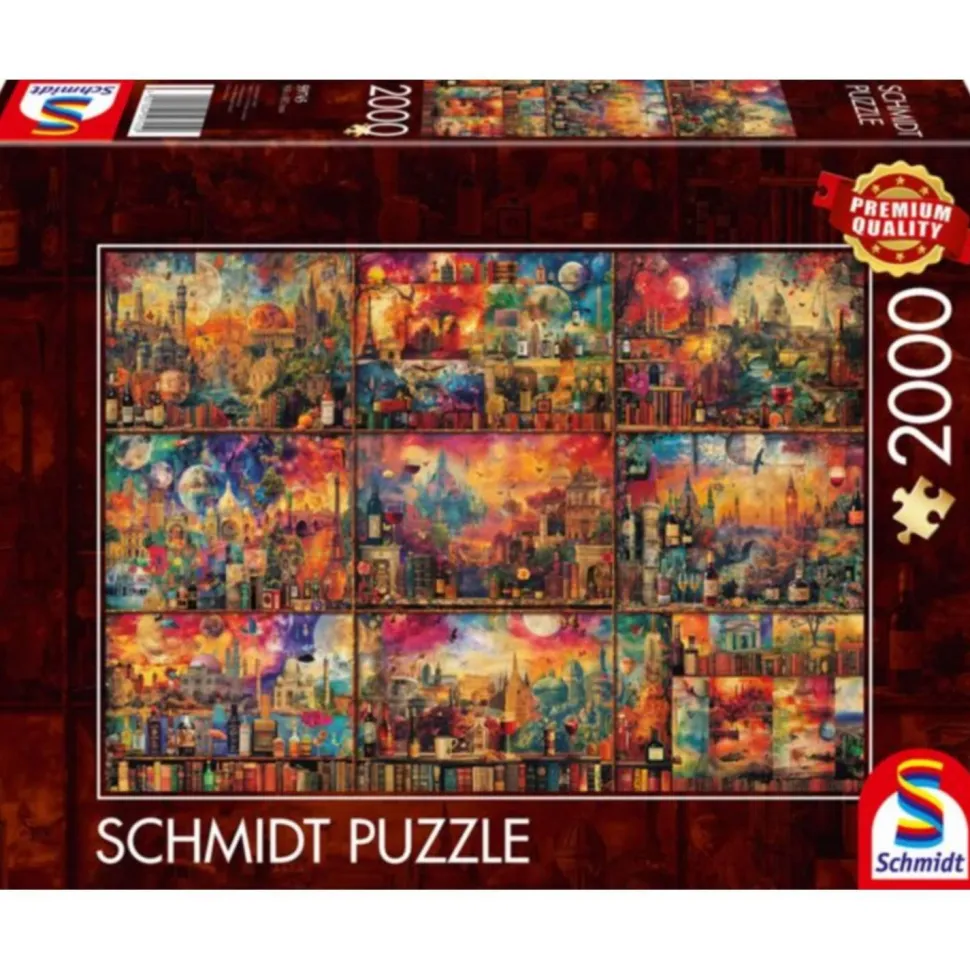 Puzzle 2000 pièces : Une pause de bon goût : livres, vins et voyages - Schmidt