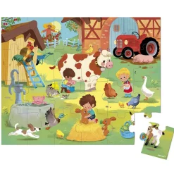 Puzzle 24 pièces : valisette : une journée à la ferme - Janod
