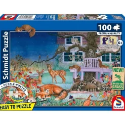 Puzzle 100 pièces : Visite nocturne des animaux - Schmidt