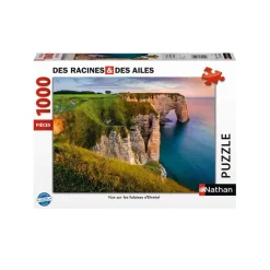 Puzzle 1000 pièces : Vue sur les falaises d'Etretat, Des racines et des ailes - Nathan