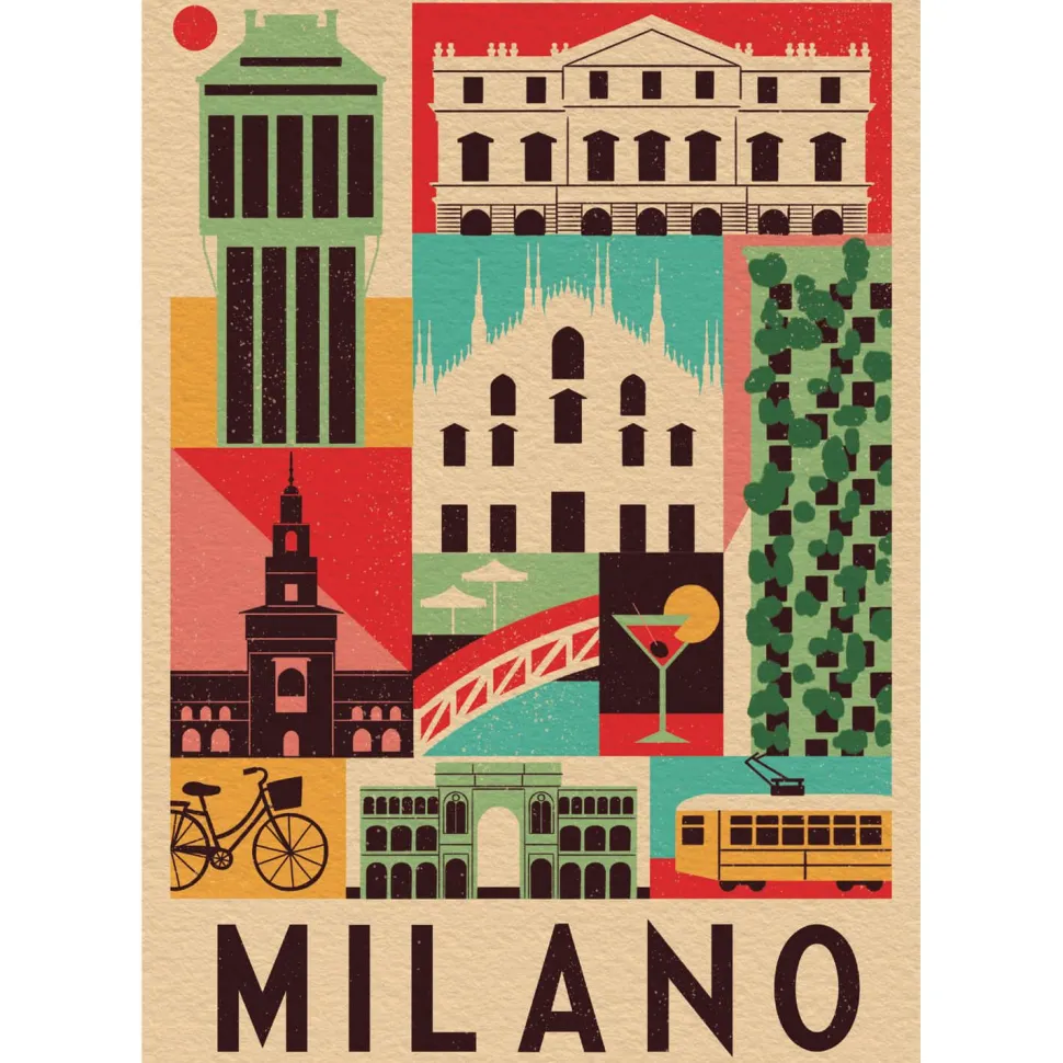 Puzzle 1000 pièces Compact : Style in the City- Milan - Clementoni