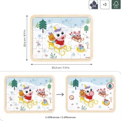 Puzzle 24 pièces en bois : A la montagne - Janod