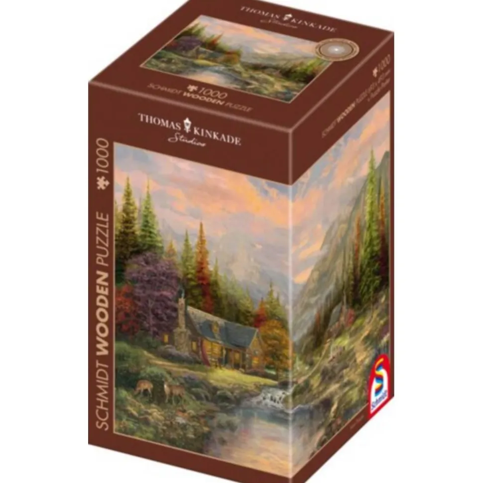 Puzzle 1000 pièces en bois : Le ruisseau de montagne - Thomas Kinkade - Schmidt