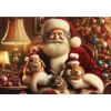 Puzzle 505 pièces en bois : Le Père Noël et ses adorables lapins - Wooden City