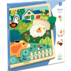 puzzle 15 pièces en bois : Puzzlo farm - Djeco