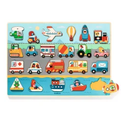 puzzle 22 pièces en bois : Puzzlo Vroom - Djeco
