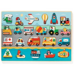 puzzle 22 pièces en bois : Puzzlo Vroom - Djeco