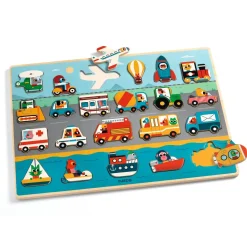 puzzle 22 pièces en bois : Puzzlo Vroom - Djeco