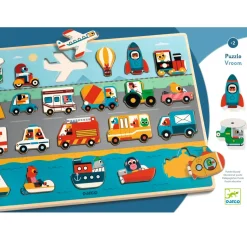 puzzle 22 pièces en bois : Puzzlo Vroom - Djeco