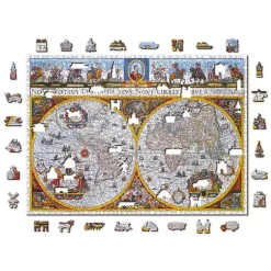 Puzzle 1010 pièces/100 formes : carte antique Nova Terrarum - Wooden City