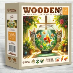 Puzzle 250 pièces/25 formes : chats et poissons - Wooden City