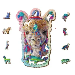 Puzzle 130 pièces/20 formes en bois : alpaga mystique - Wooden City