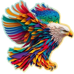 Puzzle 250 pièces/25 formes en bois : Aigle coloré - Wooden City