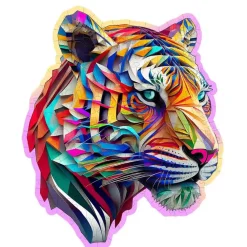 Puzzle 150 pièces/15 formes en bois : tigre coloré - Wooden City