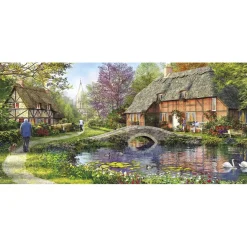 Puzzle 636 pièces panoramique : Cottage au bord du ruisseau - Gibsons