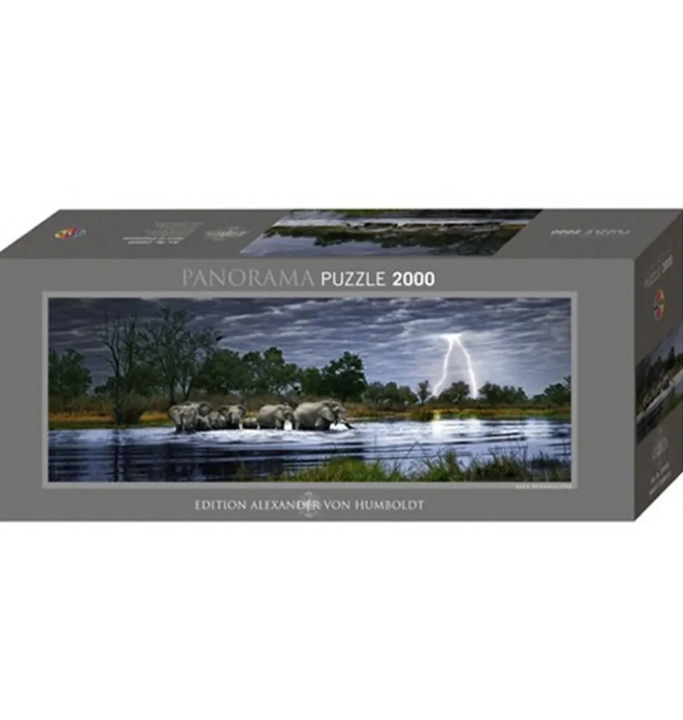 Puzzle 2000 pièces panoramique Edition Alexander Humboldt Alex Bernasconi : Troupeau d'éléphants - Heye