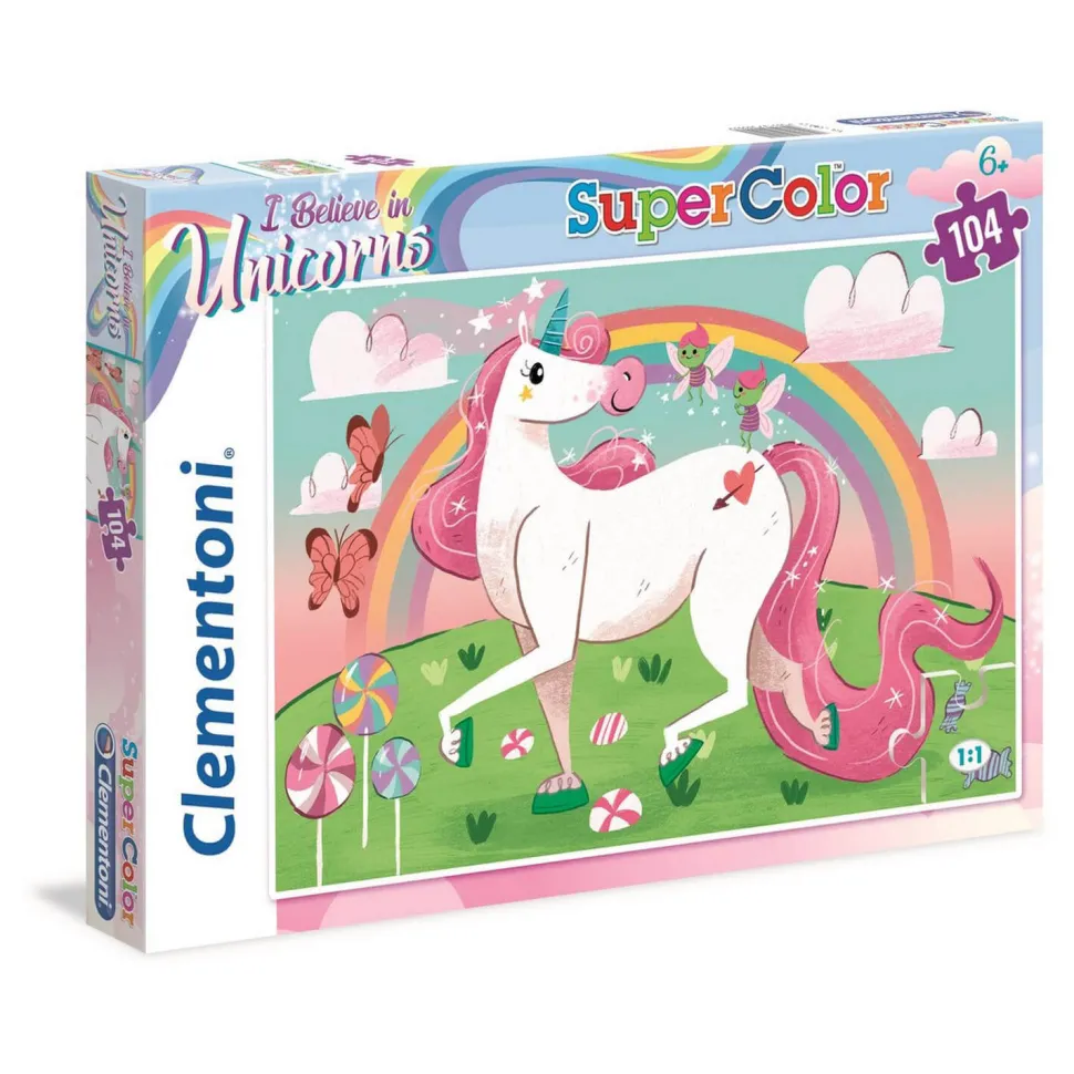 Puzzle 104 pièces Supercolor : Licornes - Clementoni