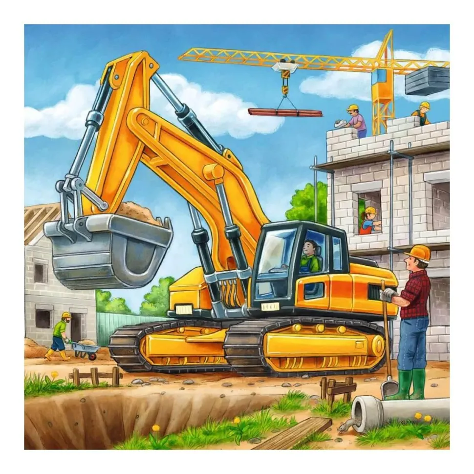 Puzzle 3 x 49 pièces : grands véhicules de construction - Ravensburger