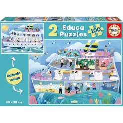 Puzzle 2 x 100 pièces : Interieur de Bateau - Educa