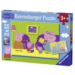 Puzzle 2 x 12 pièces : Peppa Pig : A la maison - Ravensburger