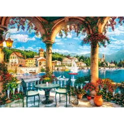 Puzzle Compact 1000 pièces : Balcon avec vue sur le lac de Côme - Clementoni