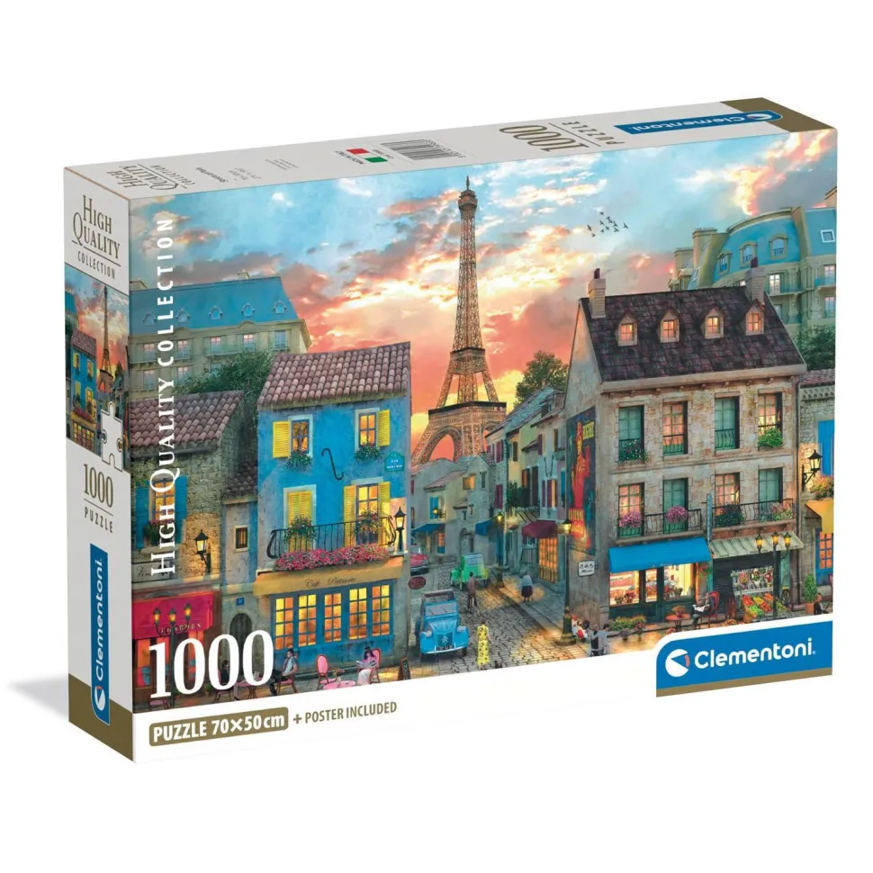 Puzzle Compact 1000 pièces : Les rues de Paris - Clementoni