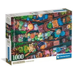 Puzzle Compact 1000 pièces : Marché flottant thaïlandais - Clementoni
