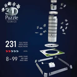 Puzzle 3D Iconics : Tour de Pise illuminée - Ravensburger