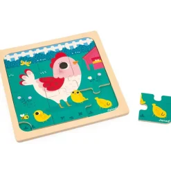 Puzzle en bois : Poulette Henriette - 9 pièces - Janod