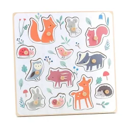 Puzzle Encastrement en bois 12 pièces : les animaux de la forêt - Sarah Betz - Vilac