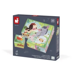 Puzzles 9 cubes : animaux de la ferme - Janod