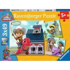 Puzzles 3 x 49 pièces : Dino Ranch : Jon, Min et Miguel - Ravensburger