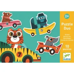 Puzzles 10 x 2 pièces : Duo Bolides - Djeco