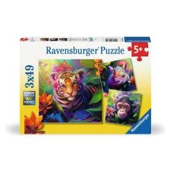 Puzzles 3 x 49 pièces : Les bébés de la jungle - Ravensburger