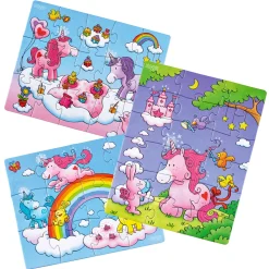 Puzzles de 12 à 18 pièces : 3 puzzles : Licornes dans les nuages - Haba