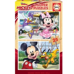 Puzzles en bois 2 x 25 pièces : Mickey et ses amis - Educa