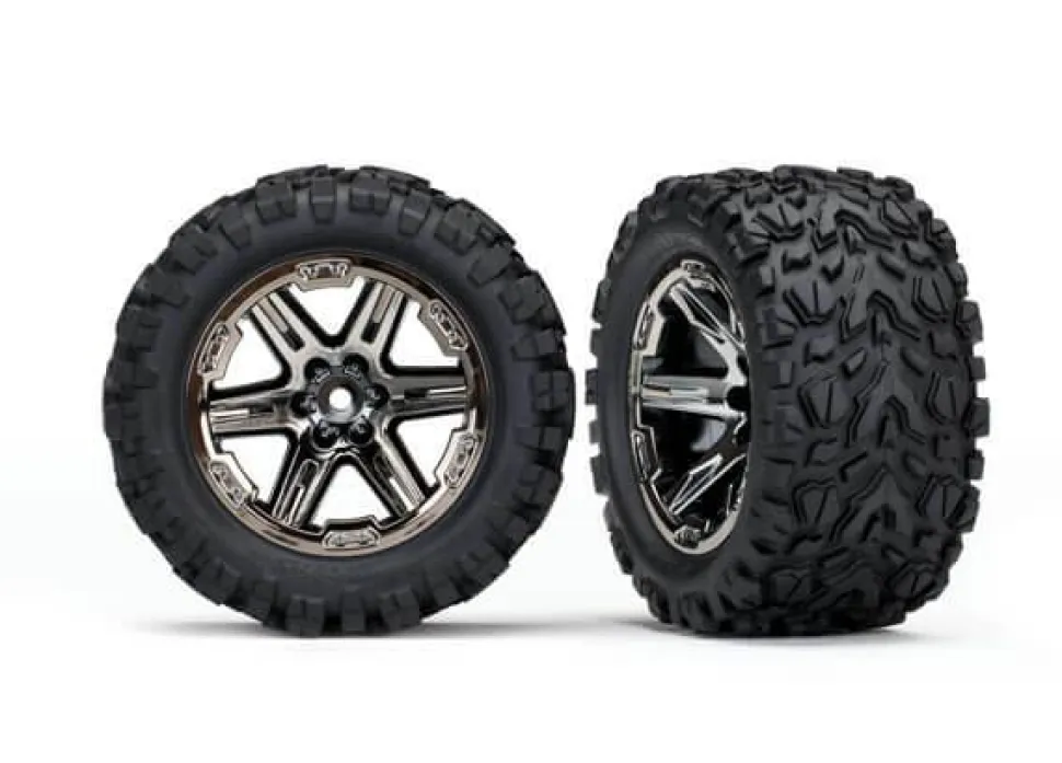 Roues Montees Collees Rxt Chromees Noires Talon X2 - Electrique Ar - Traxxas - Traxxas