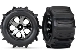 Roues Montees Collees Chromees Noires Pneus Pelle (2) - Traxxas - Traxxas