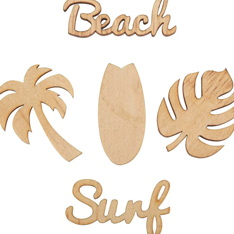 Sachet de 10 confettis en bois Beach and Surf 4cm - RueDeLaFete