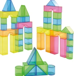 Set blocs transparents, 50 pièces, cube 3,2 cm, 5 formes 6 couleurs - Eduplay