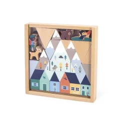 SET DE 35 CUBES EN BOIS VALLEE BLANCHE - CROSS ROADS - Janod